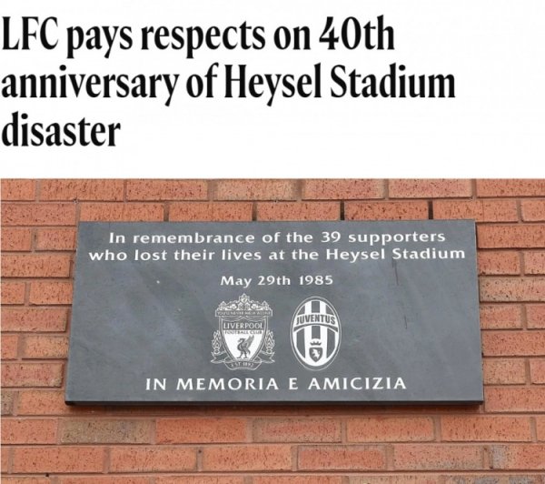 Liverpool official commemorates the 40th anniversary of the Heisel tragedy, remembering 39 fans who died
