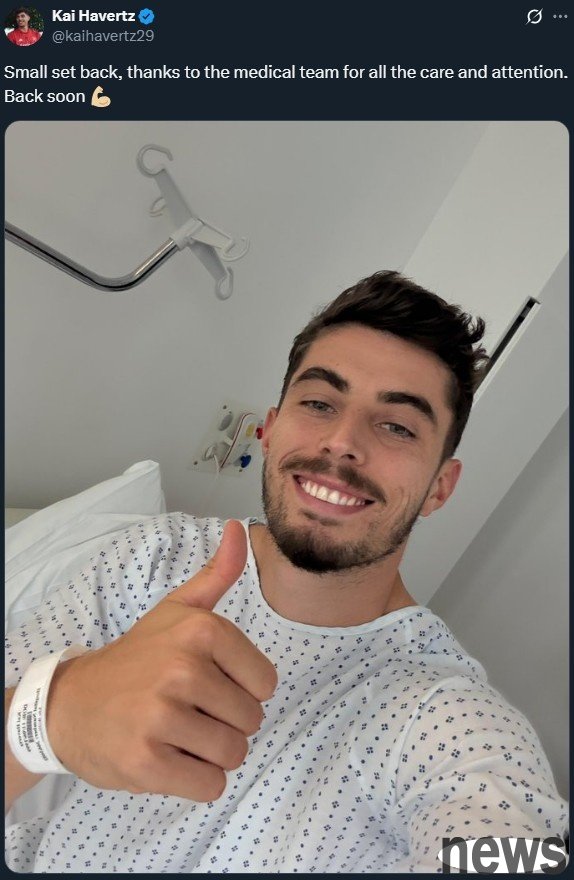 Havertz posted photos to report safety: a small setback, come back soon 💪🏼