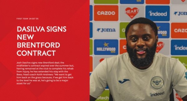 Official: Brentford midfielder Da Silva has renewed his contract until the end of the season, with the option of a one-year extension